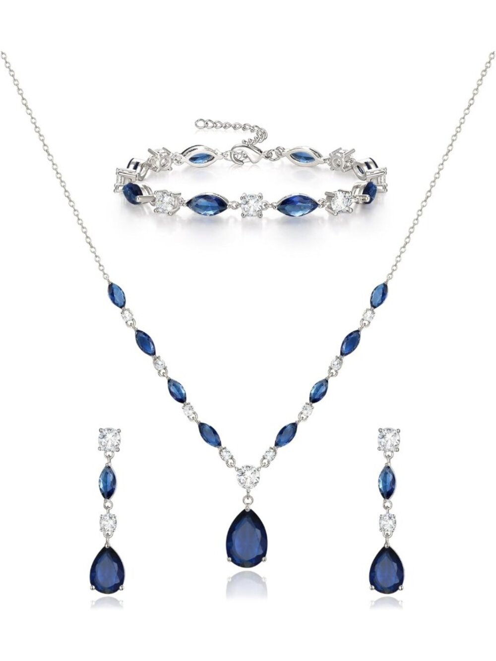 Elegant Teardrop Cubic Zirconia Bridal Jewelry Set for Weddings & Bridesmaids
